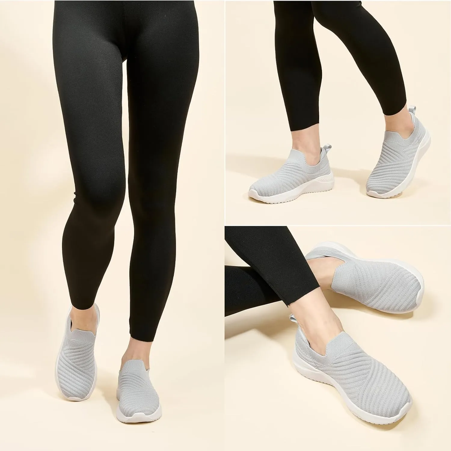 Womens Walking Shoes Slip on Sneakers Comfortable Knitted Mesh Sneakers Lightweight Casual Work Shoes