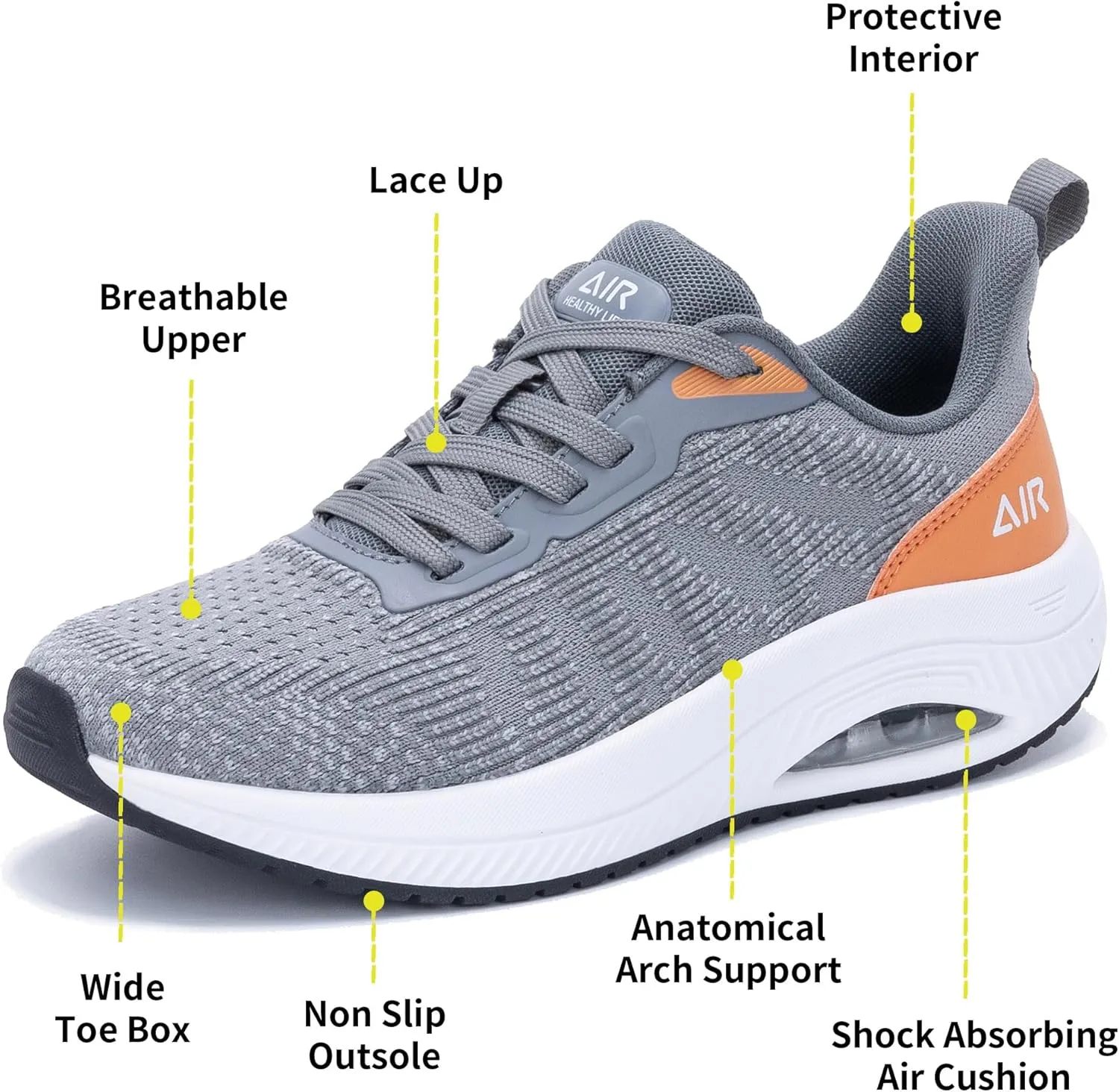 Women's Walking Shoes with Arch Support Plantar Fasciitis Air Tennis Sneakers for Gym Workout