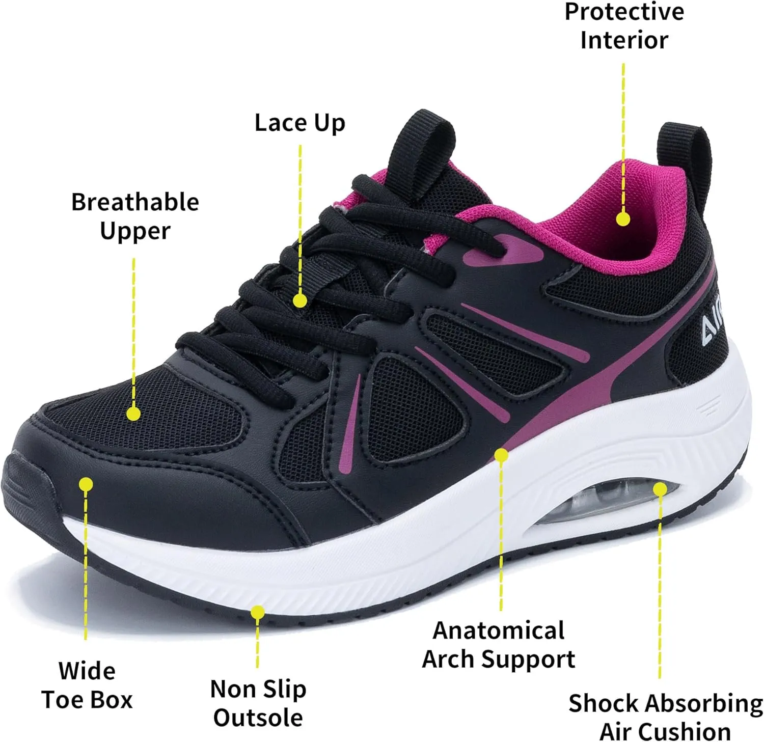 Women's Walking Shoes with Arch Support Plantar Fasciitis Air Tennis Sneakers for Gym Workout