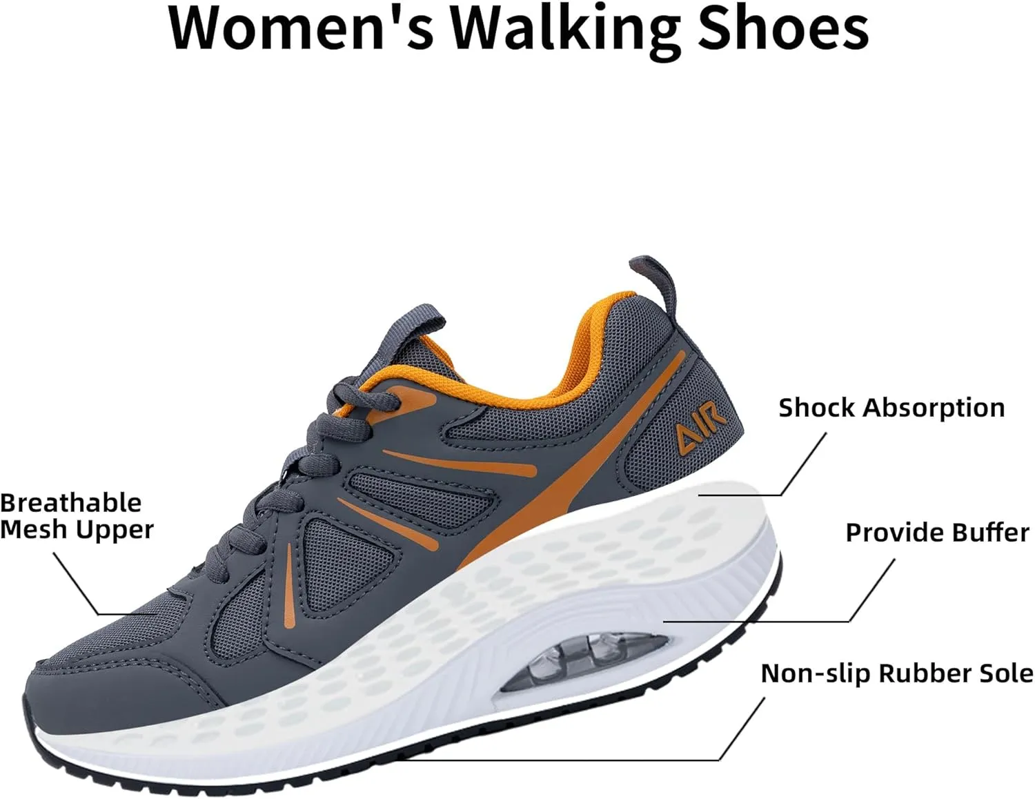 Women's Walking Shoes with Arch Support Plantar Fasciitis Air Tennis Sneakers for Gym Workout