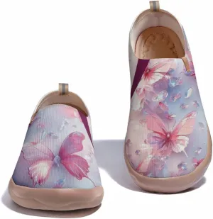 Women's Walking Sneakers Casual Slip On Loafers Comfort Knitted Travel Painted Shoes