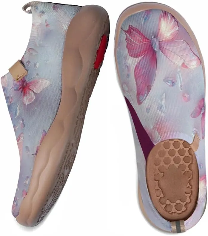 Women's Walking Sneakers Casual Slip On Loafers Comfort Knitted Travel Painted Shoes