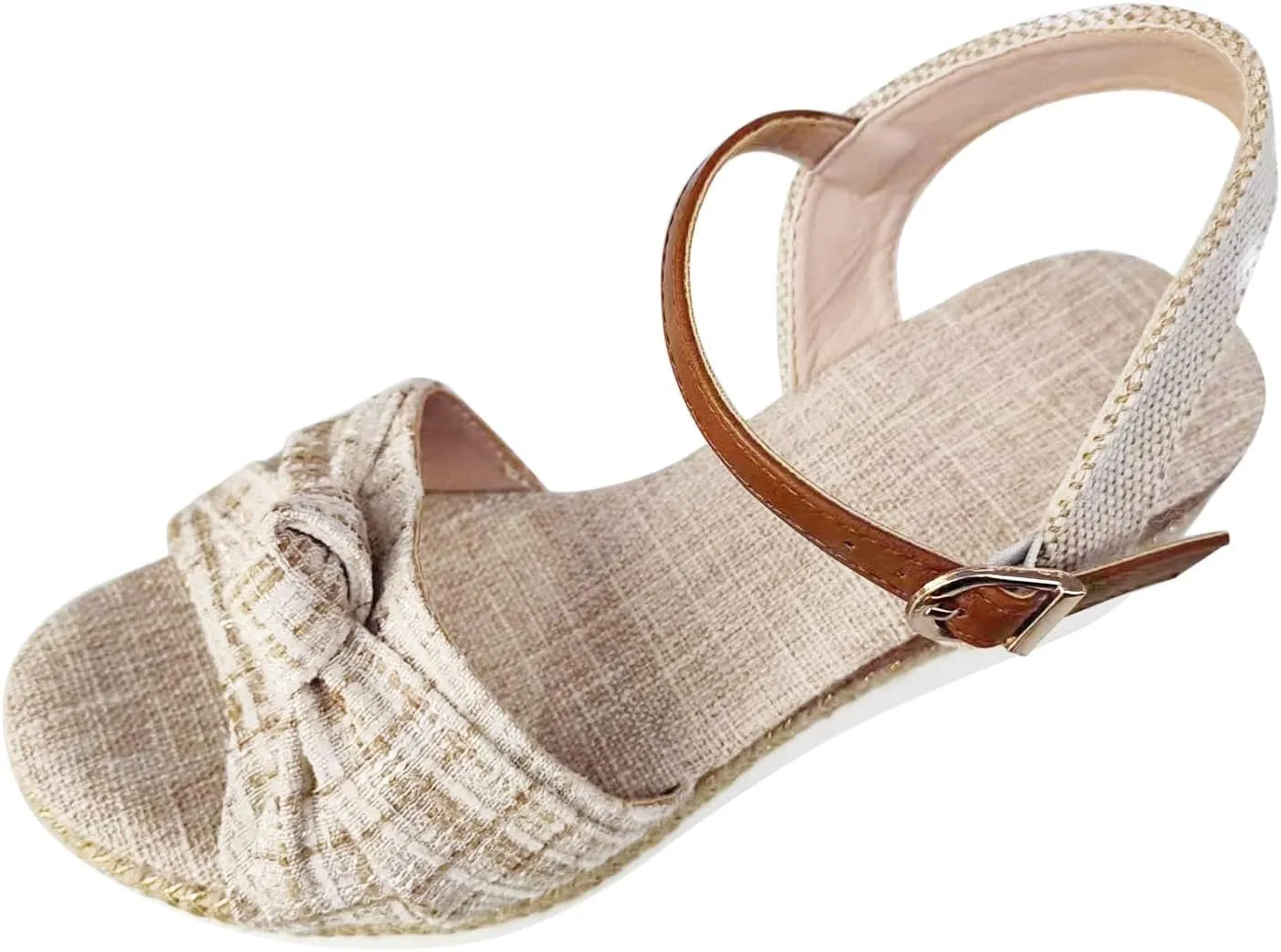Women's Wedge Sandals,Low Wedge Heels Summer Dressy Ankle Strap Open Toe Flower Shoes Comfortable Sandals