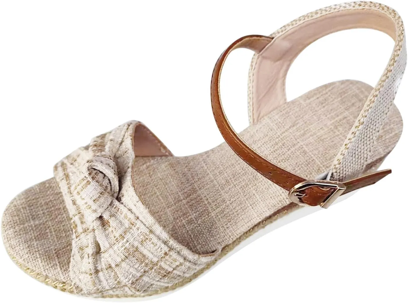 Women's Wedge Sandals,Low Wedge Heels Summer Dressy Ankle Strap Open Toe Flower Shoes Comfortable Sandals