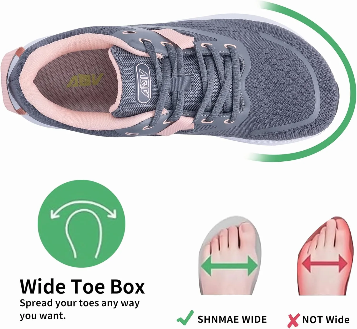Women's Wide Toe Box Arch Support Walking Shoes Plantar Fasciitis Orthotic Air Tennis Sneakers
