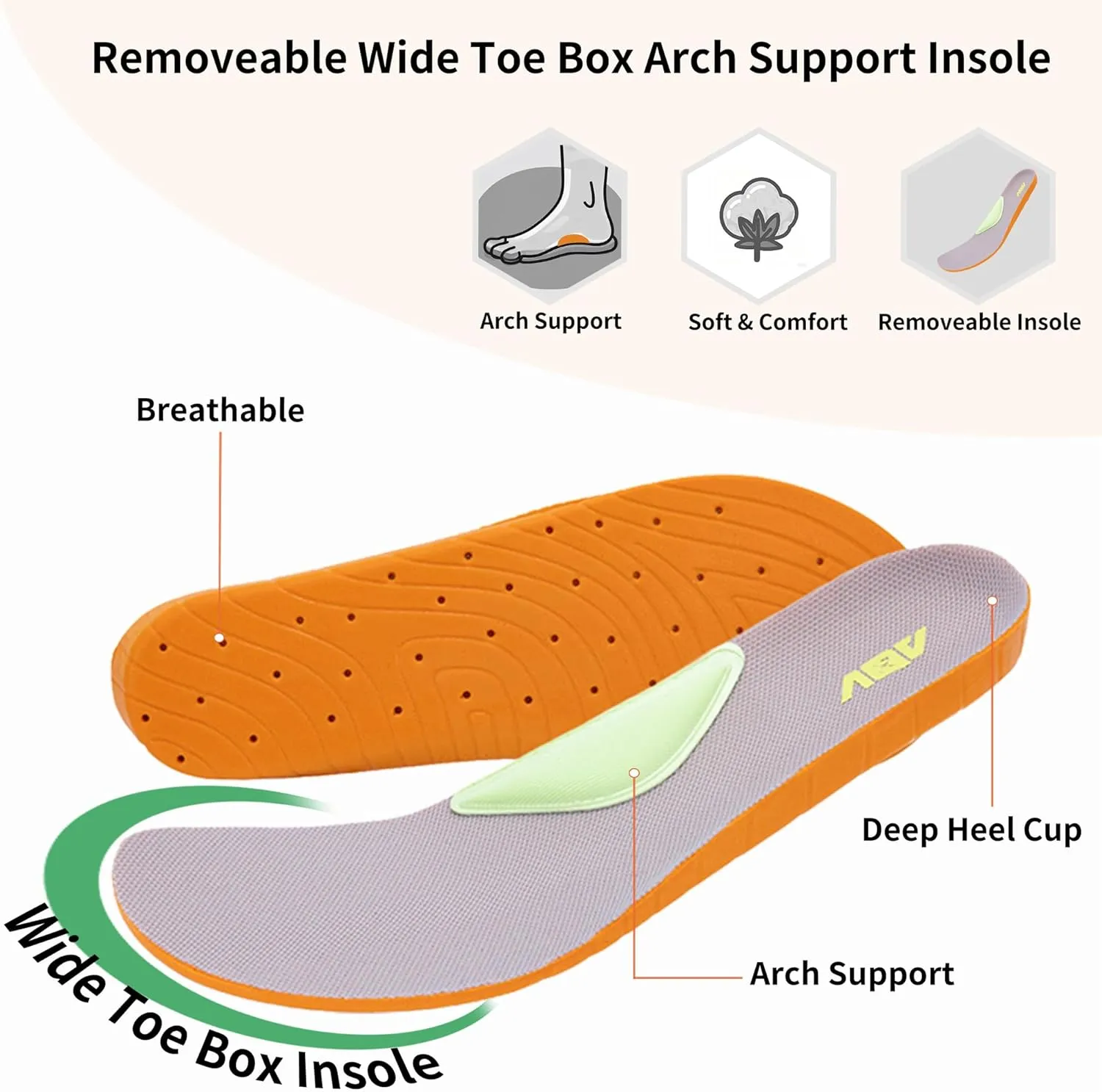 Women's Wide Toe Box Arch Support Walking Shoes Plantar Fasciitis Orthotic Air Tennis Sneakers