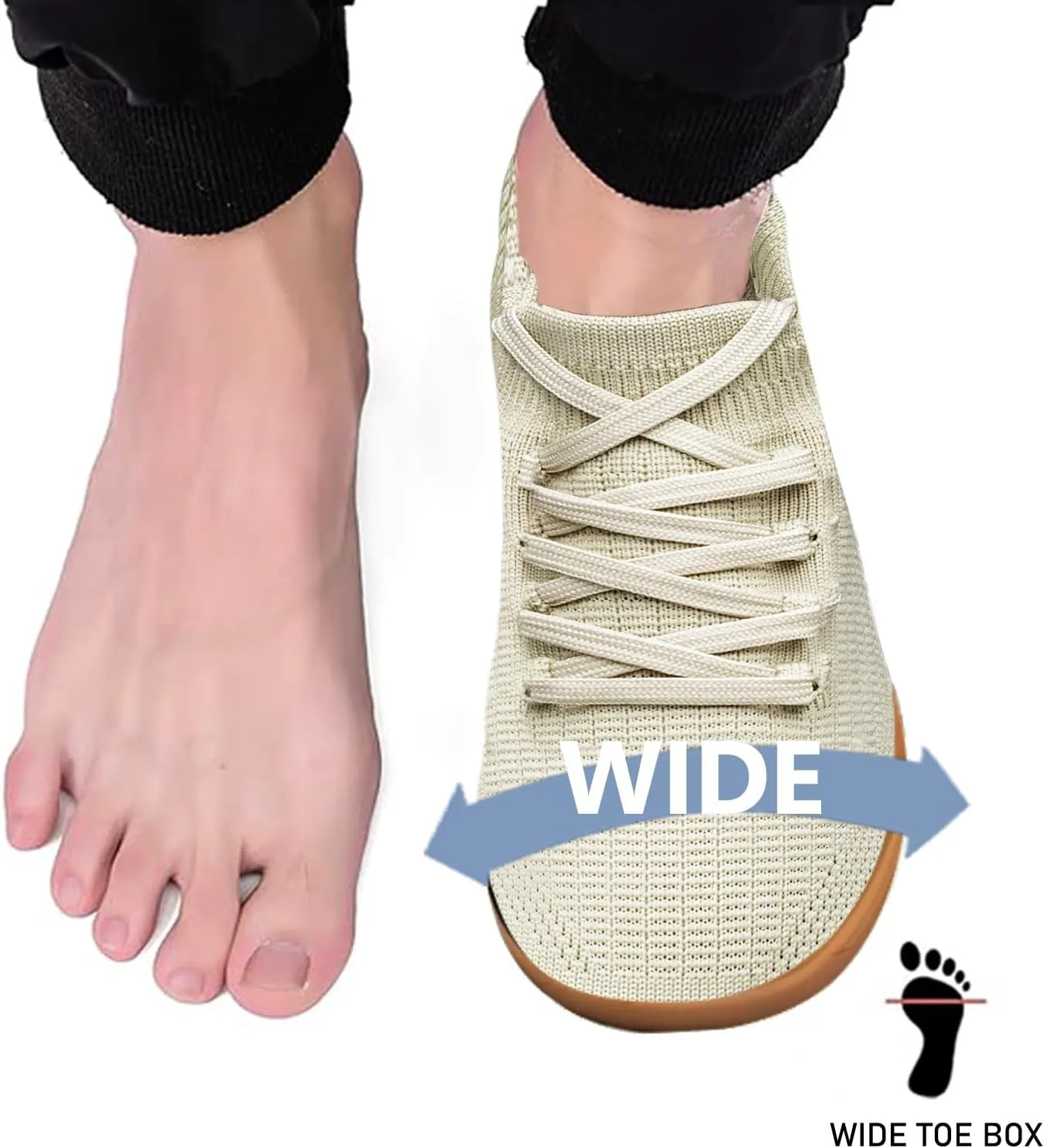 Womens Wide Toe Walking Shoes Minimalist Barefoot Shoes Zero Drop Sole Non Slip Comfortable Lightweight Wide Width Sneakers