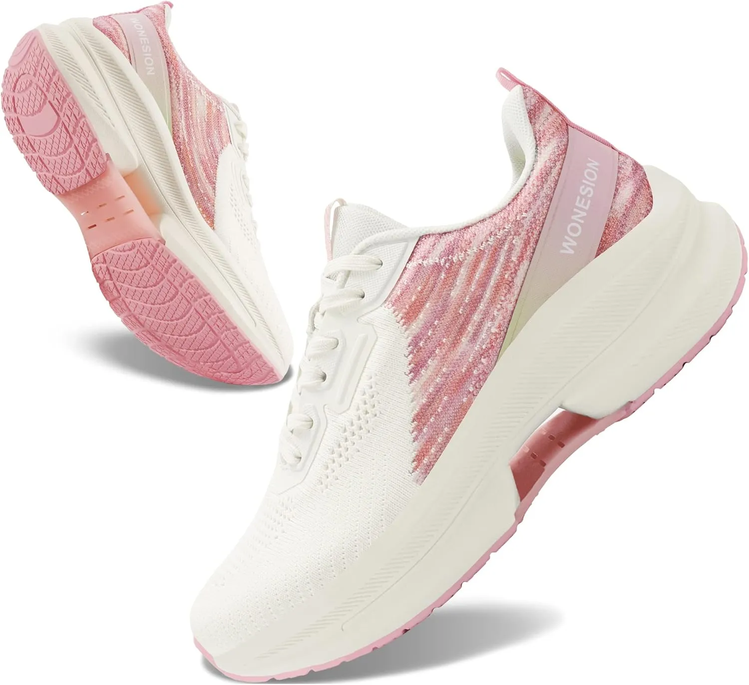 WONESION Women's Non Slip Walking Running Shoes Lightweight Athletic Tennis Sport Fashion Sneakers for Gym Work Nursing