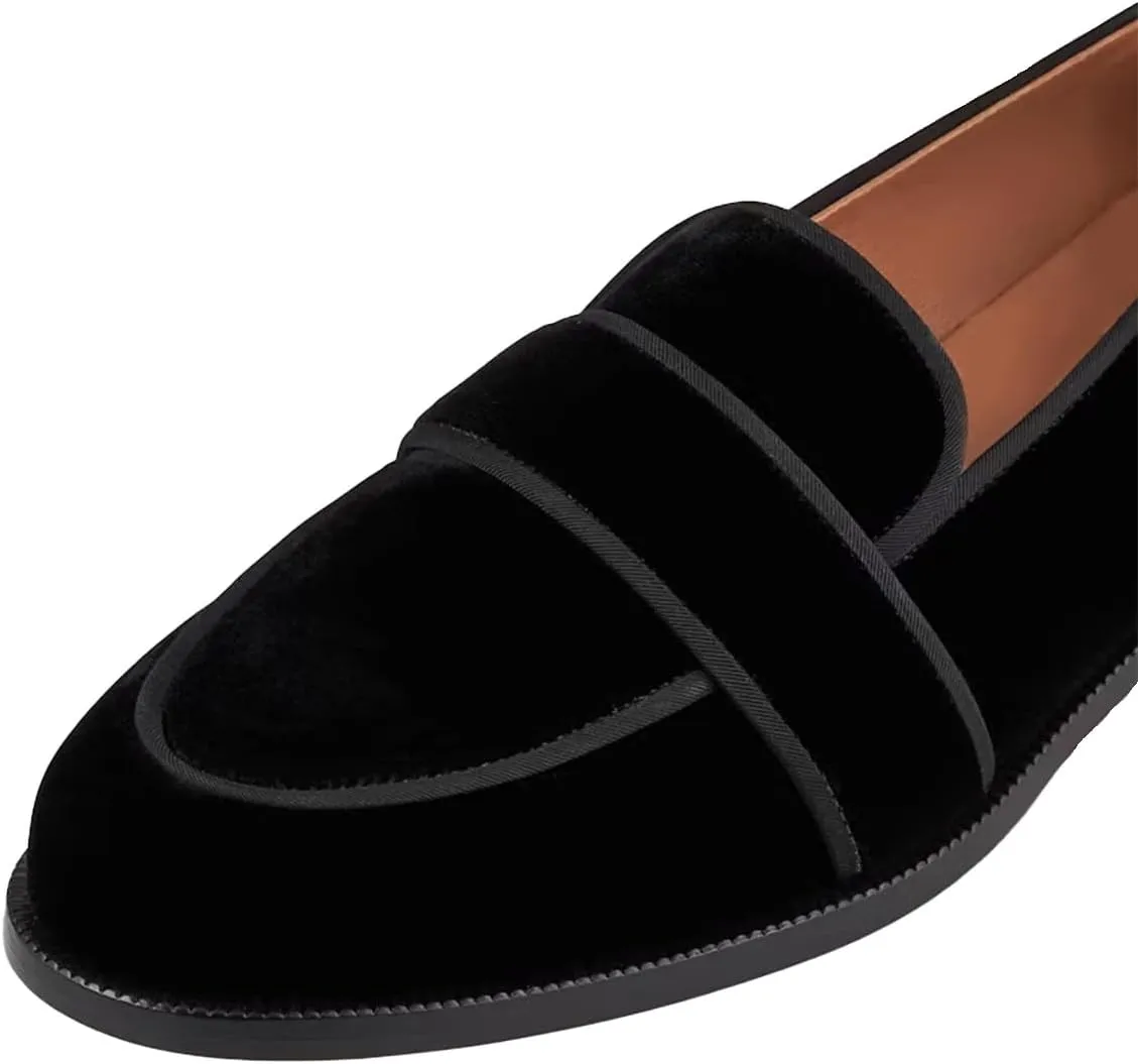 XYD Women's Closed Almond Toe Slip On Moccasins Low Heel Flats Comfy Formal Casual Office Work Dress Loafers Shoes