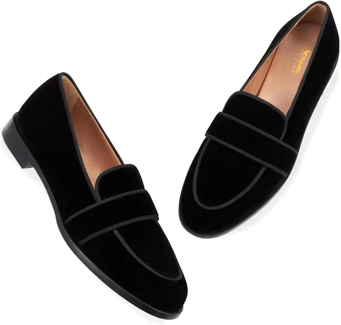 XYD Women's Closed Almond Toe Slip On Moccasins Low Heel Flats Comfy Formal Casual Office Work Dress Loafers Shoes