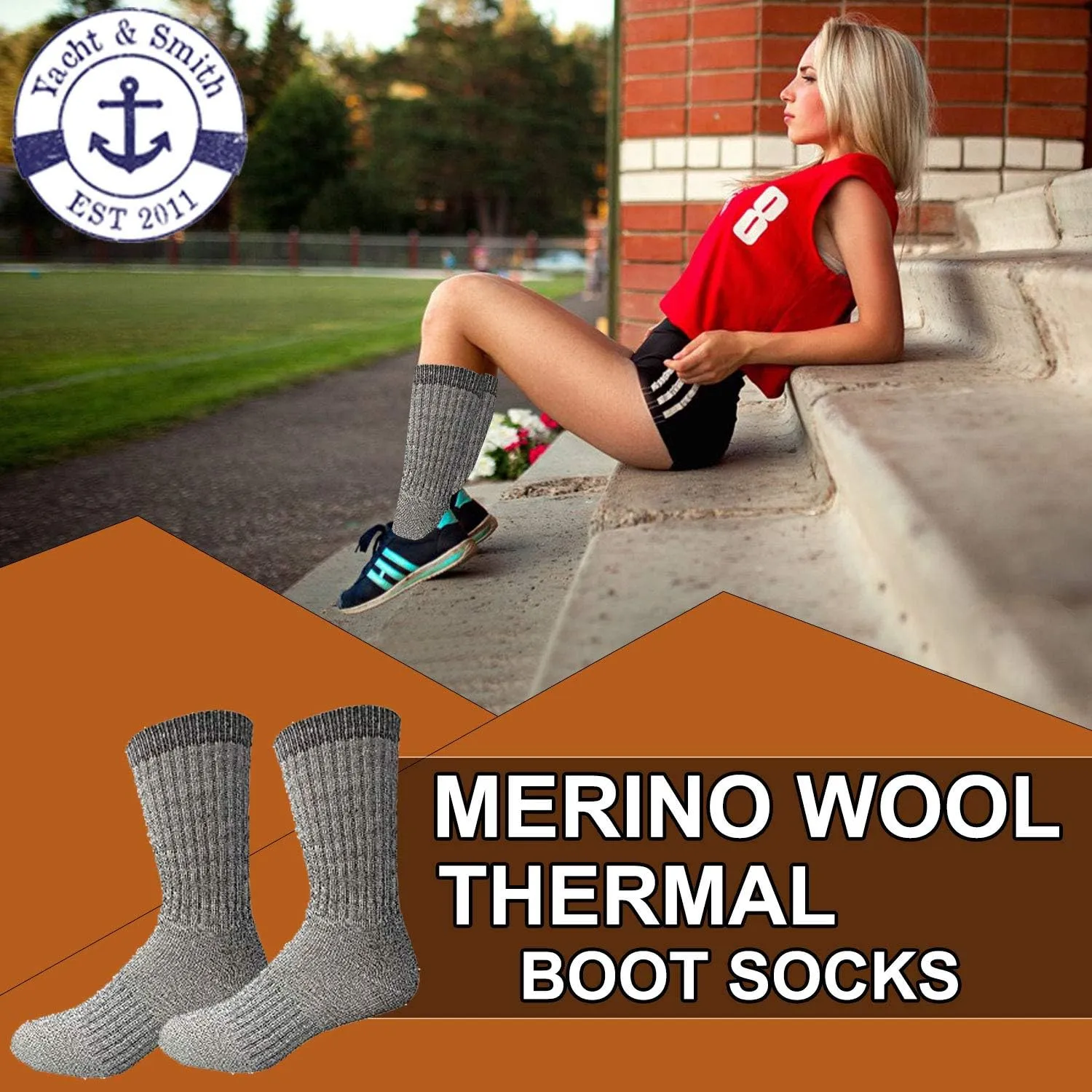 Yacht & Smith Wholesale Bulk Merino Wool Thermal Hiking Boot Socks, Mens Womens and Kids Winter Sock