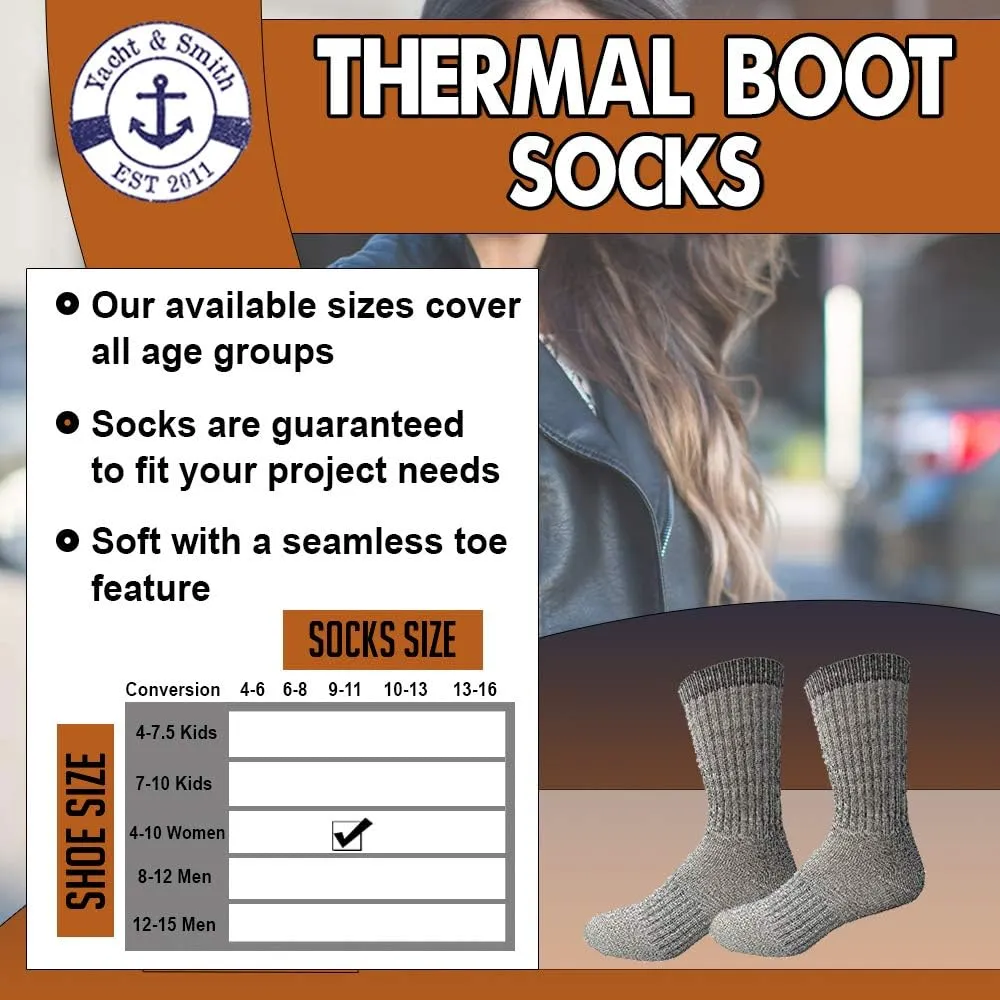 Yacht & Smith Wholesale Bulk Merino Wool Thermal Hiking Boot Socks, Mens Womens and Kids Winter Sock