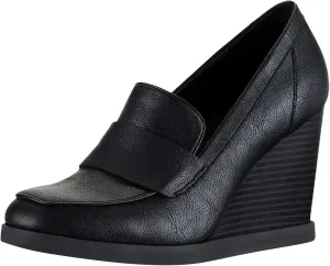 YDN Women Dressy Strappy Pumps Square Closed Toe Slip On Loafers Wedge High Heels Shoe Business Daily Size 4-15 US