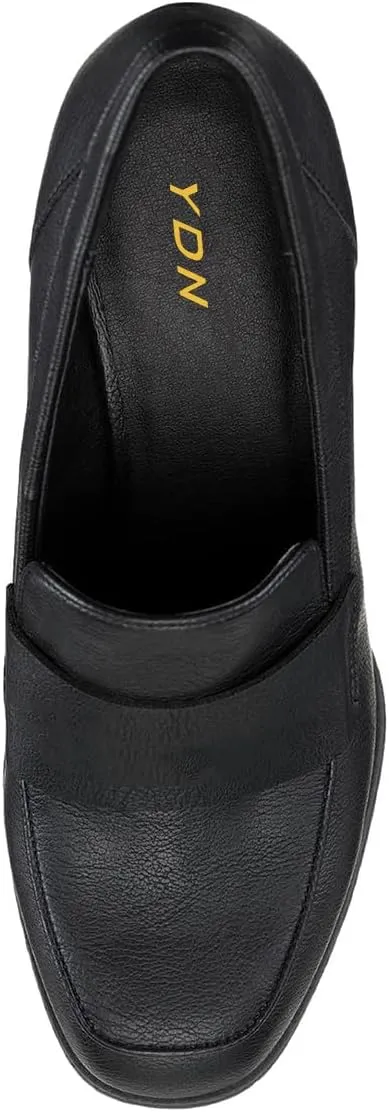 YDN Women Dressy Strappy Pumps Square Closed Toe Slip On Loafers Wedge High Heels Shoe Business Daily Size 4-15 US