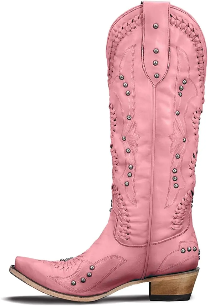 Yolkomo Cowboy Boots for Women Knee High Western Cowgirl Boots