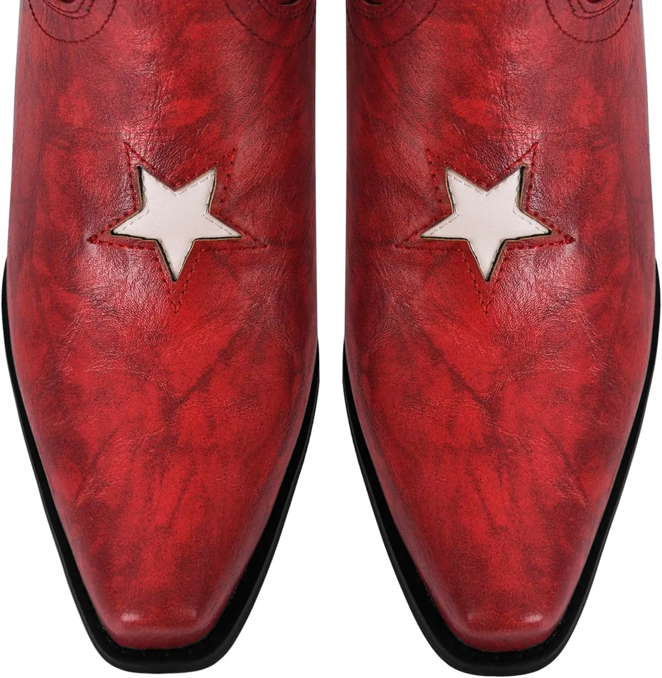 Yolkomo Cowboy Boots for Women Red Western Cowgirl Boots, Pointed Toe, Mid Calf, Knee High