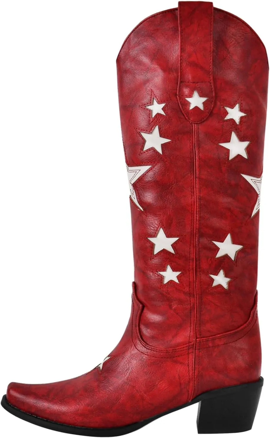 Yolkomo Cowboy Boots for Women Red Western Cowgirl Boots, Pointed Toe, Mid Calf, Knee High
