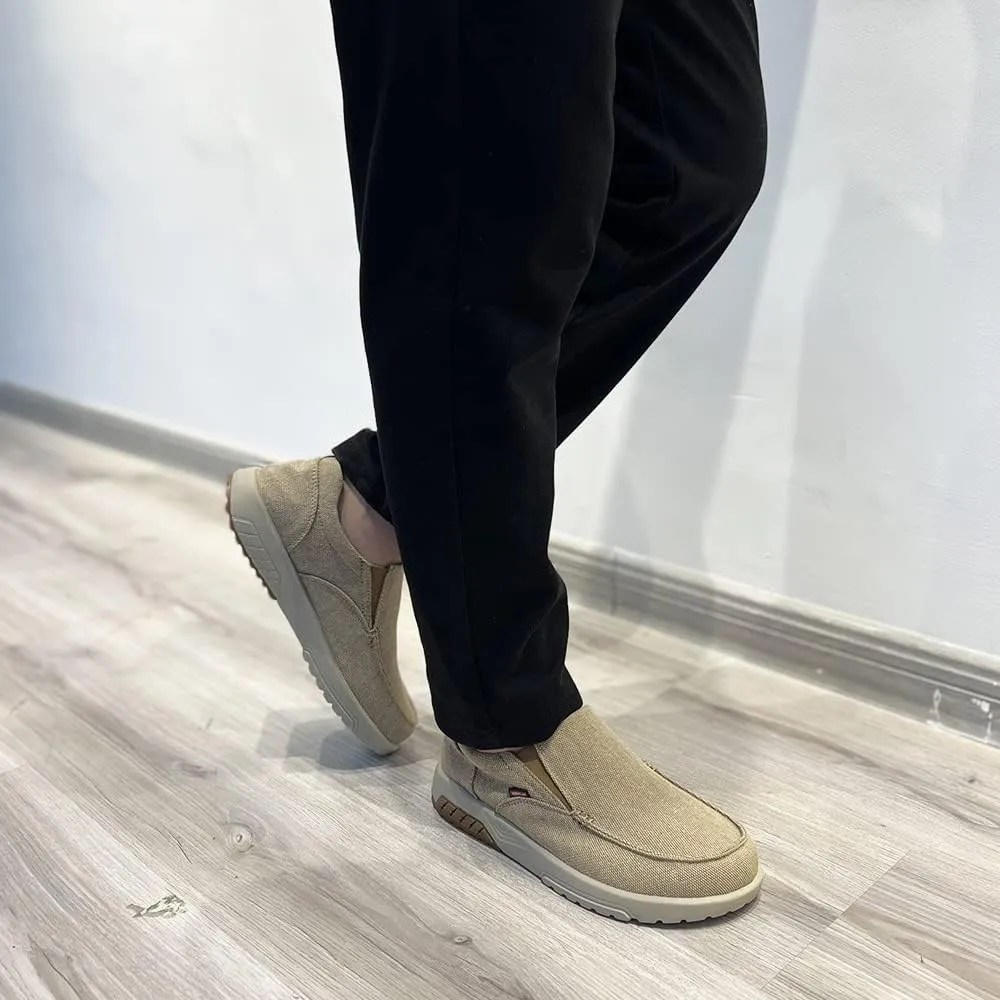 YONGJIA Men's Slip On Loafers with Arch Support Extra Cushioning and Pain Relief Orthopedic Casual Non Slip Walking Boat Shoes with Rubber Sole