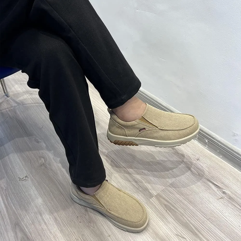 YONGJIA Men's Slip On Loafers with Arch Support Extra Cushioning and Pain Relief Orthopedic Casual Non Slip Walking Boat Shoes with Rubber Sole