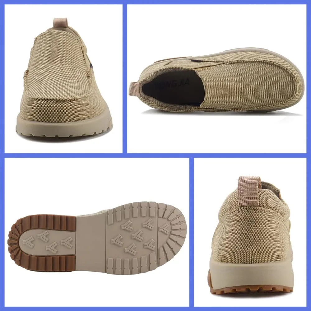 YONGJIA Men's Slip On Loafers with Arch Support Extra Cushioning and Pain Relief Orthopedic Casual Non Slip Walking Boat Shoes with Rubber Sole