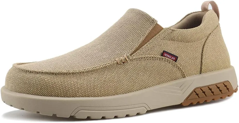 YONGJIA Men's Slip On Loafers with Arch Support Extra Cushioning and Pain Relief Orthopedic Casual Non Slip Walking Boat Shoes with Rubber Sole