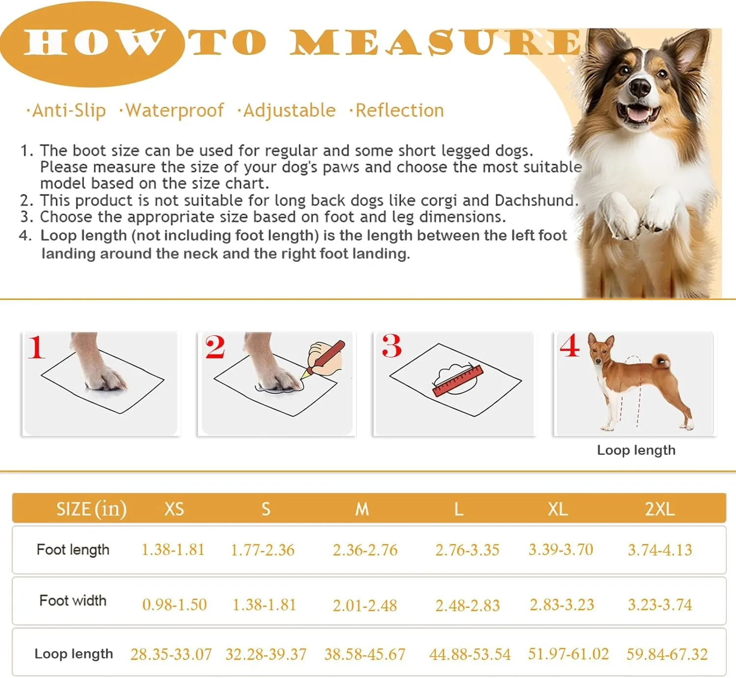 yucca Rubber Dog Boots for Paws, Easy-On Pet Suspender Boot Leggings, Anti Slip Dog Socks, Reusable Waterproof Dogs Booties, Protect Paws from Rain, Snow, Slush, and Snow Melt