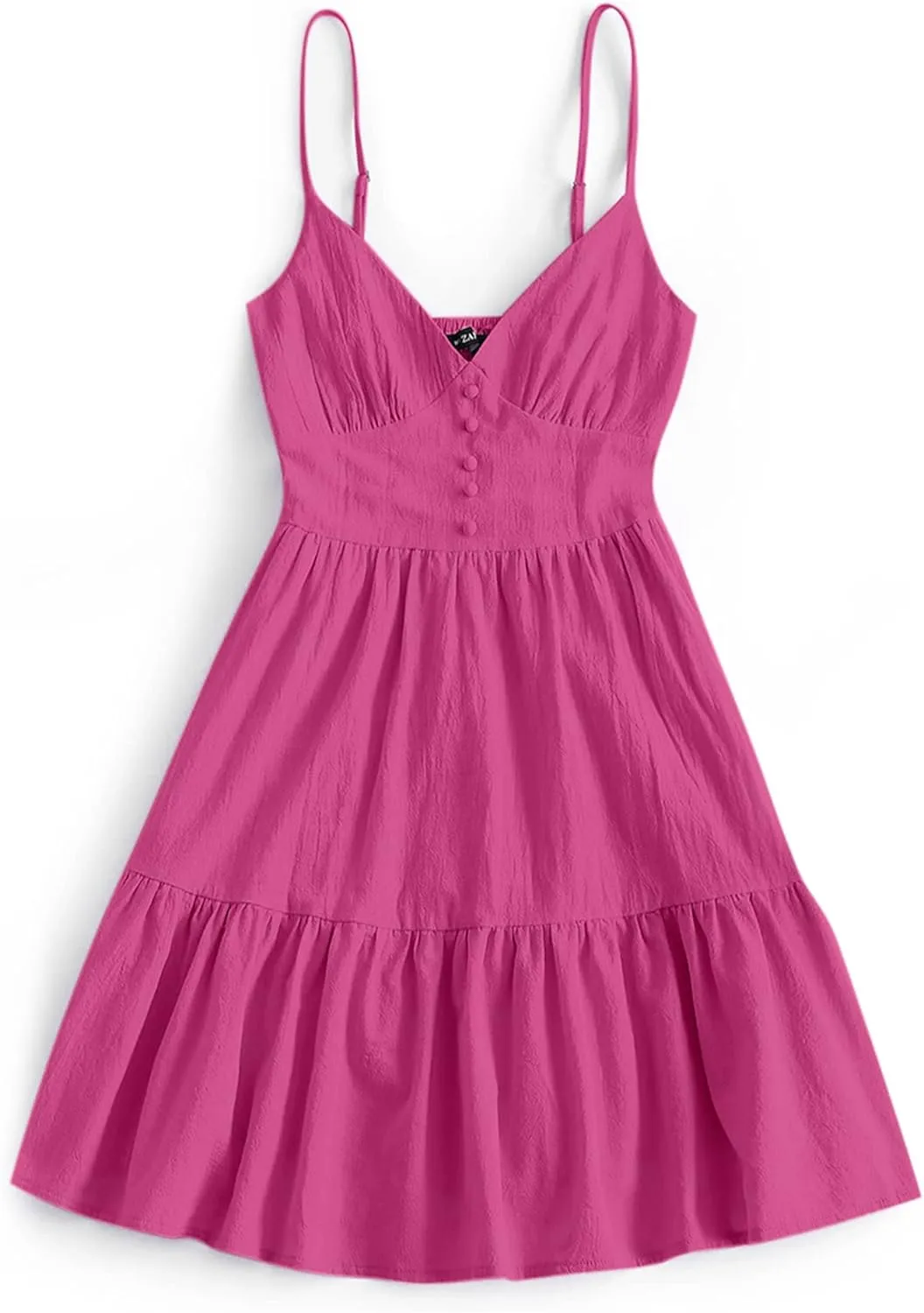 ZAFUL Women's Casual V Neck Summer Mini Dress Spaghetti Strap A-Line Short Dresses Backless Solid Color Sundress
