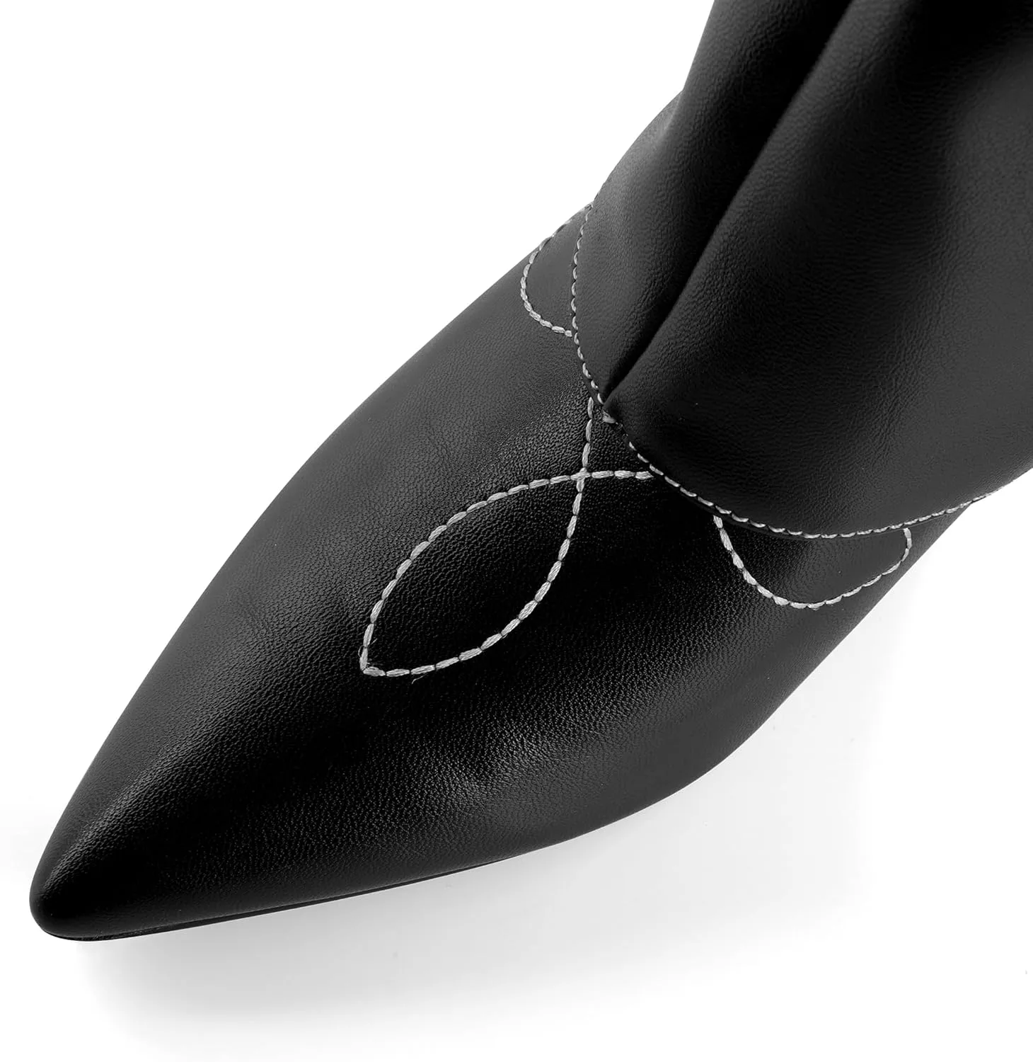 Zamikoo Fold Over Boots Knee High Chunky Pointed Toe Pull On High Heel Tall Boots 2.5 Inches
