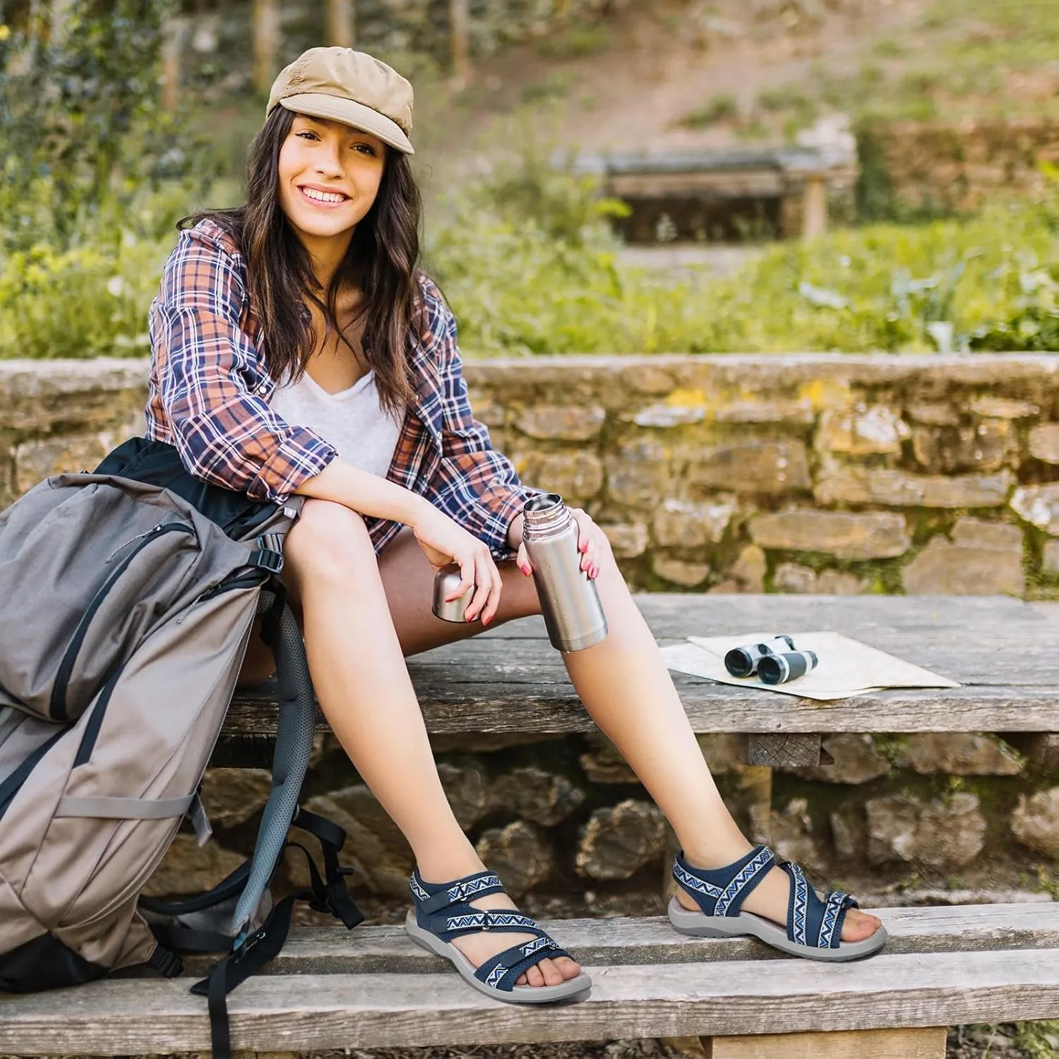 Zelaprox Women Comfortable Walking Sandals with Arch Support Hiking Sandals Casual Summer Athletic Sandals for Outdoor with 3 Adjustable Hook and Loop Strap
