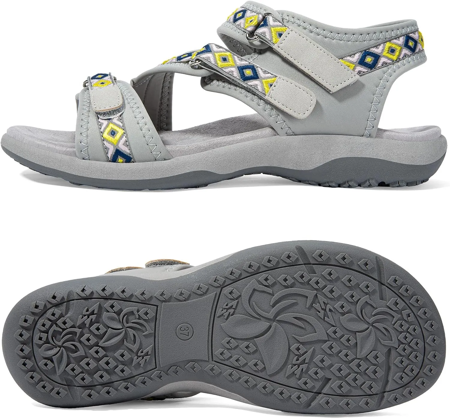 Zelaprox Women Comfortable Walking Sandals with Arch Support Hiking Sandals Casual Summer Athletic Sandals for Outdoor with 3 Adjustable Hook and Loop Strap