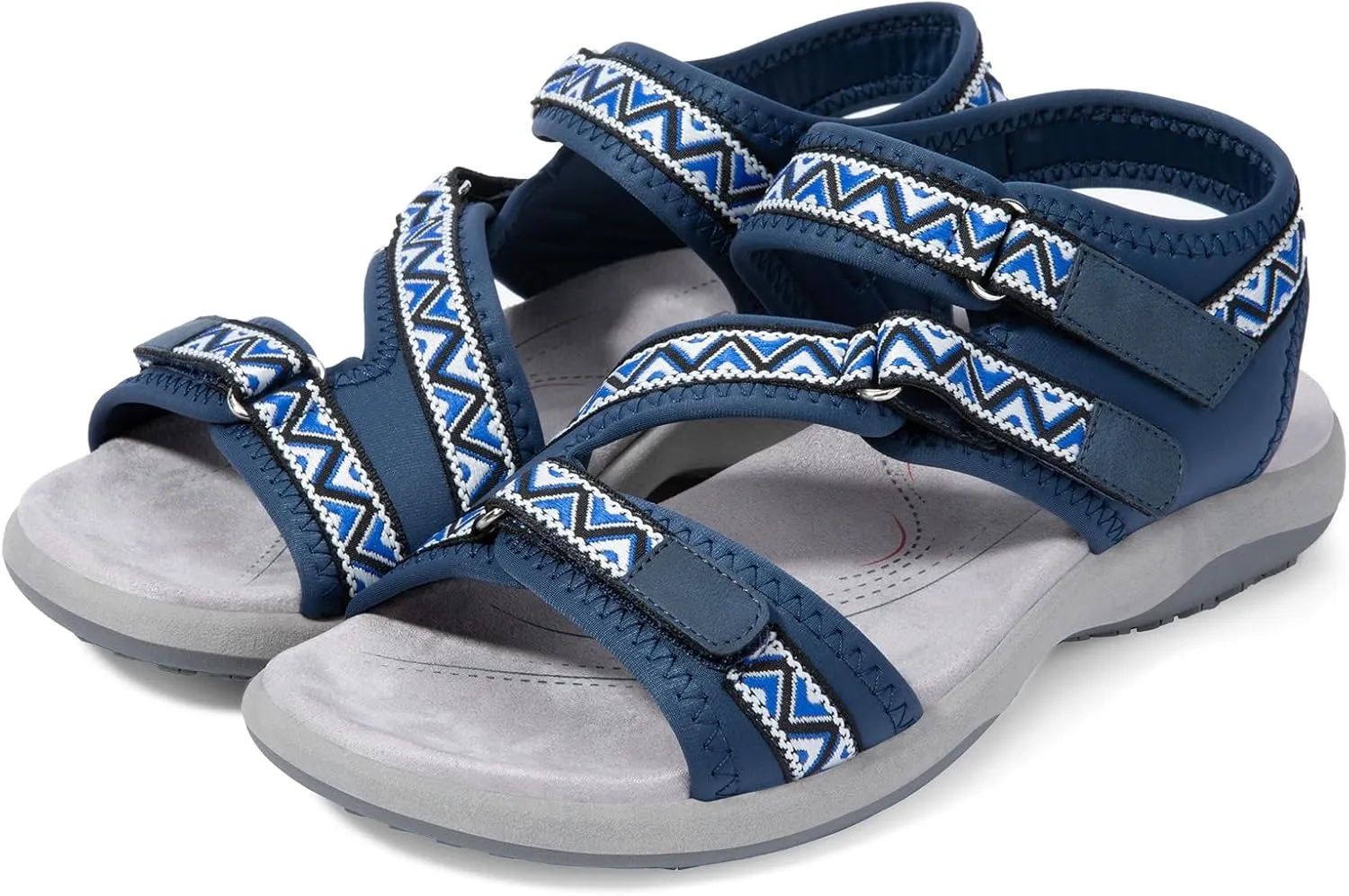 Zelaprox Women Comfortable Walking Sandals with Arch Support Hiking Sandals Casual Summer Athletic Sandals for Outdoor with 3 Adjustable Hook and Loop Strap