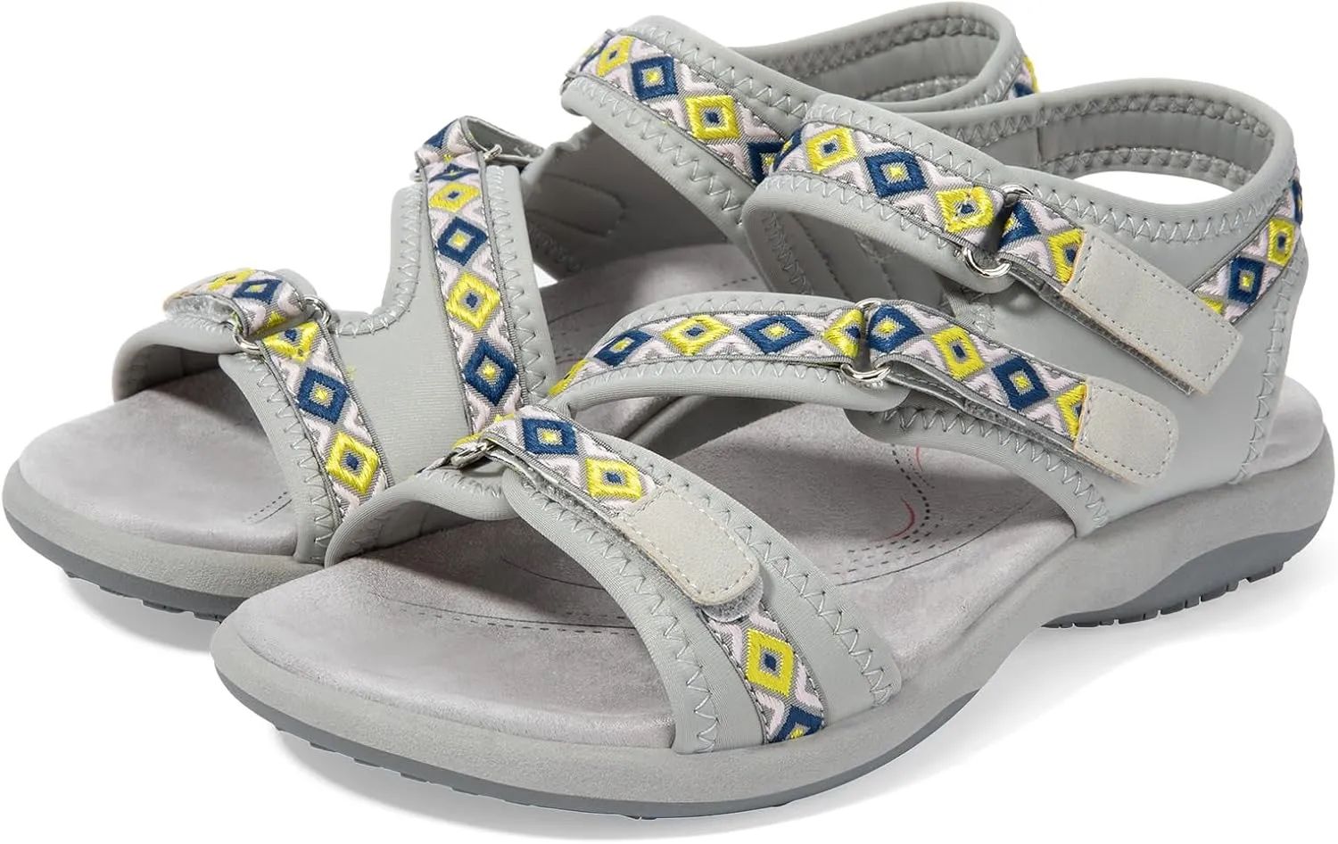 Zelaprox Women Comfortable Walking Sandals with Arch Support Hiking Sandals Casual Summer Athletic Sandals for Outdoor with 3 Adjustable Hook and Loop Strap