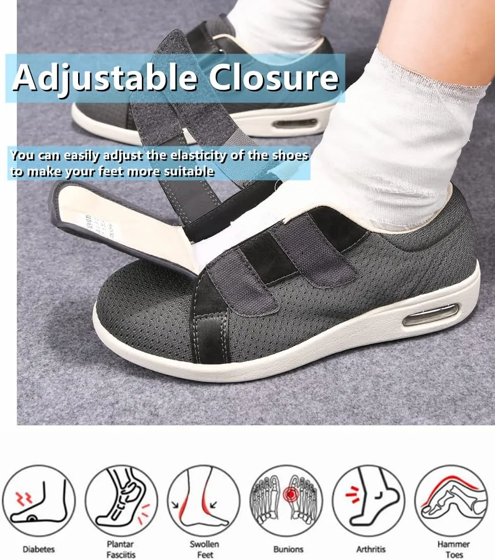 ZGDG Women Diabetic Shoes Wide Width Edema Comfy Shoes with Adjustable Strap Lightweight Non-Slip Orthopedic Walking Shoes for Elderly Hammertoe Arthritis Bunions Swollen Feet