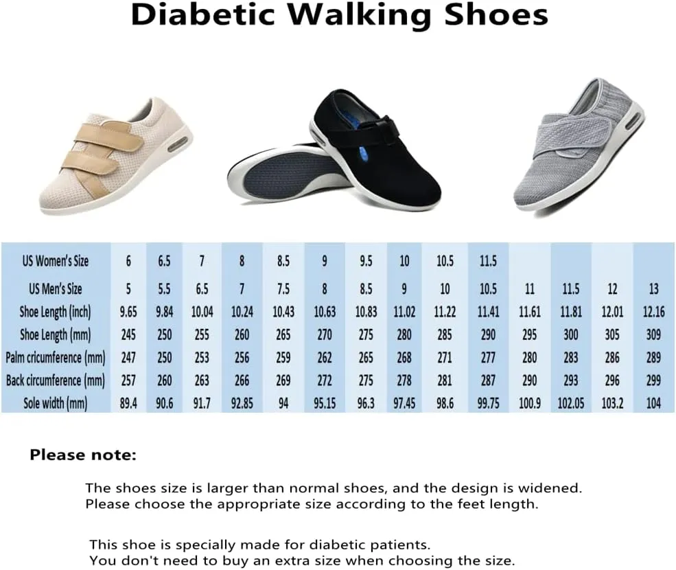 ZGDG Women Diabetic Shoes Wide Width Edema Comfy Shoes with Adjustable Strap Lightweight Non-Slip Orthopedic Walking Shoes for Elderly Hammertoe Arthritis Bunions Swollen Feet