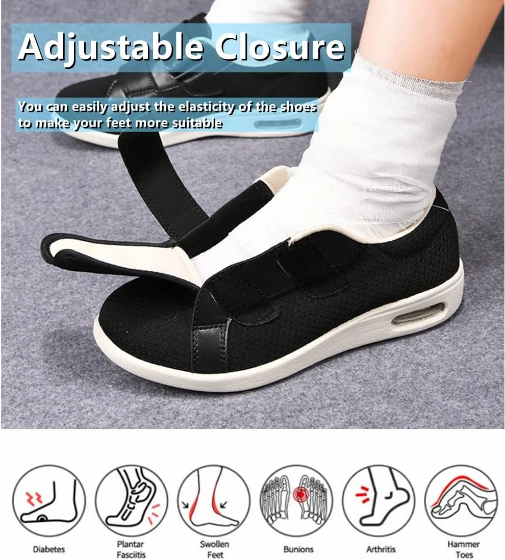 ZGDG Women Diabetic Shoes Wide Width Edema Comfy Shoes with Adjustable Strap Lightweight Non-Slip Orthopedic Walking Shoes for Elderly Hammertoe Arthritis Bunions Swollen Feet