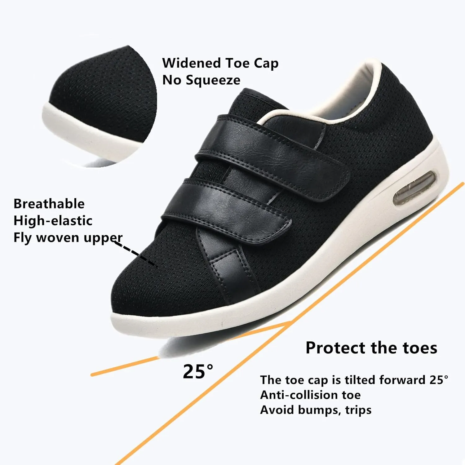 ZGDG Women Diabetic Shoes Wide Width Edema Comfy Shoes with Adjustable Strap Lightweight Non-Slip Orthopedic Walking Shoes for Elderly Hammertoe Arthritis Bunions Swollen Feet