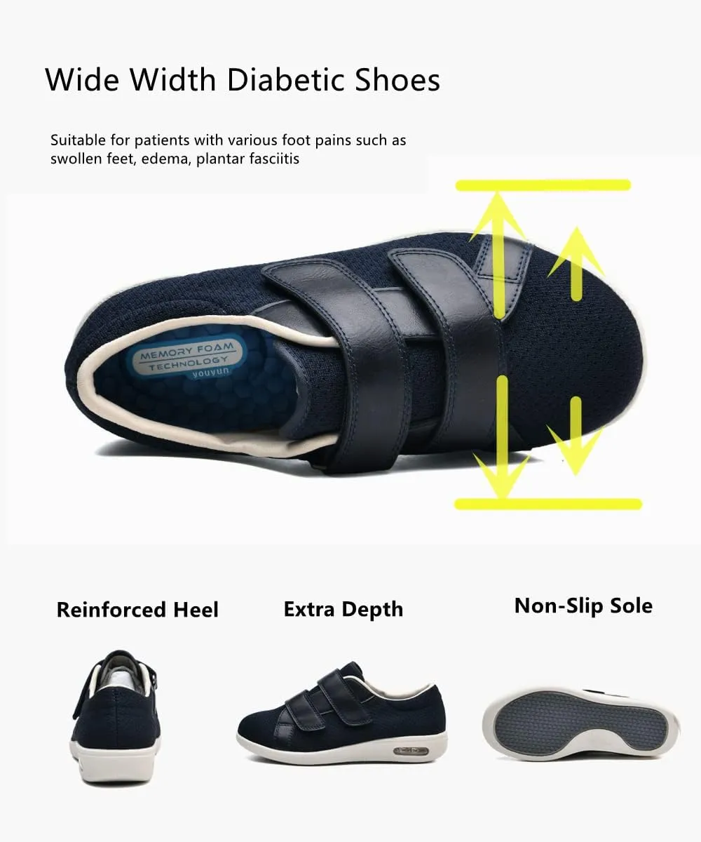 ZGDG Women Diabetic Shoes Wide Width Edema Comfy Shoes with Adjustable Strap Lightweight Non-Slip Orthopedic Walking Shoes for Elderly Hammertoe Arthritis Bunions Swollen Feet