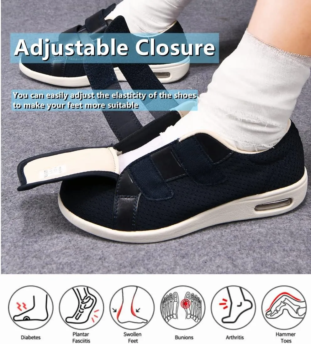 ZGDG Women Diabetic Shoes Wide Width Edema Comfy Shoes with Adjustable Strap Lightweight Non-Slip Orthopedic Walking Shoes for Elderly Hammertoe Arthritis Bunions Swollen Feet