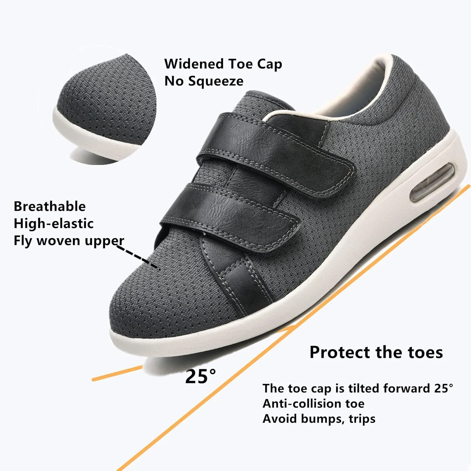 ZGDG Women Diabetic Shoes Wide Width Edema Comfy Shoes with Adjustable Strap Lightweight Non-Slip Orthopedic Walking Shoes for Elderly Hammertoe Arthritis Bunions Swollen Feet