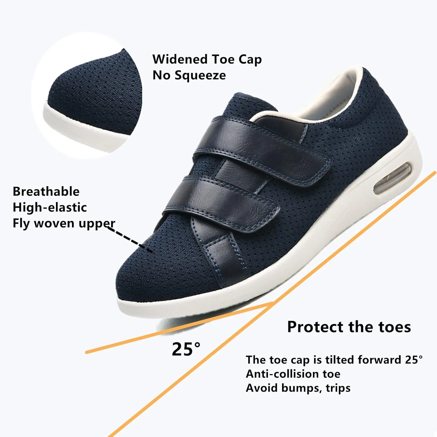 ZGDG Women Diabetic Shoes Wide Width Edema Comfy Shoes with Adjustable Strap Lightweight Non-Slip Orthopedic Walking Shoes for Elderly Hammertoe Arthritis Bunions Swollen Feet