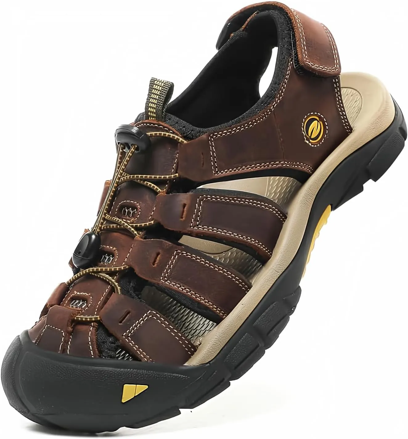 ziitop Mens Hiking Sandals Closed Toe Athletic Sport Sandals Leather Athletic Lightweight Trail Walking Casual Water Shoes