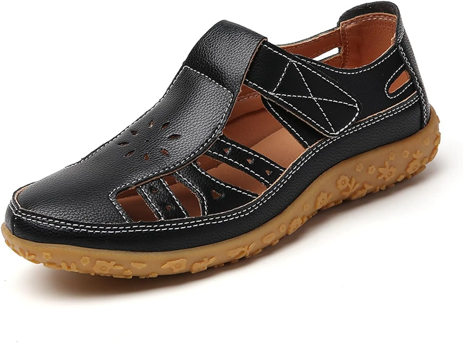 ZSpzx Summer Sandals For Women 2025,Closed Toe Wedge Shoes Hollow Out Retro Soft Soled Casual Adjustable Slip On Walking Wedges Arch Support Bohe Cute Slides for Party Beach Vacation