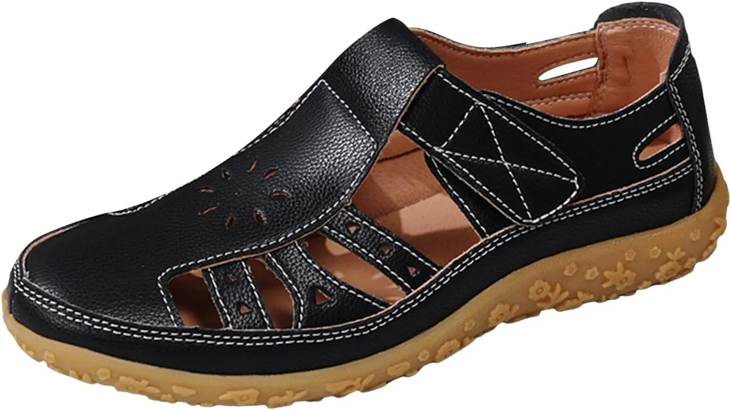 ZSpzx Summer Sandals For Women 2025,Closed Toe Wedge Shoes Hollow Out Retro Soft Soled Casual Adjustable Slip On Walking Wedges Arch Support Bohe Cute Slides for Party Beach Vacation