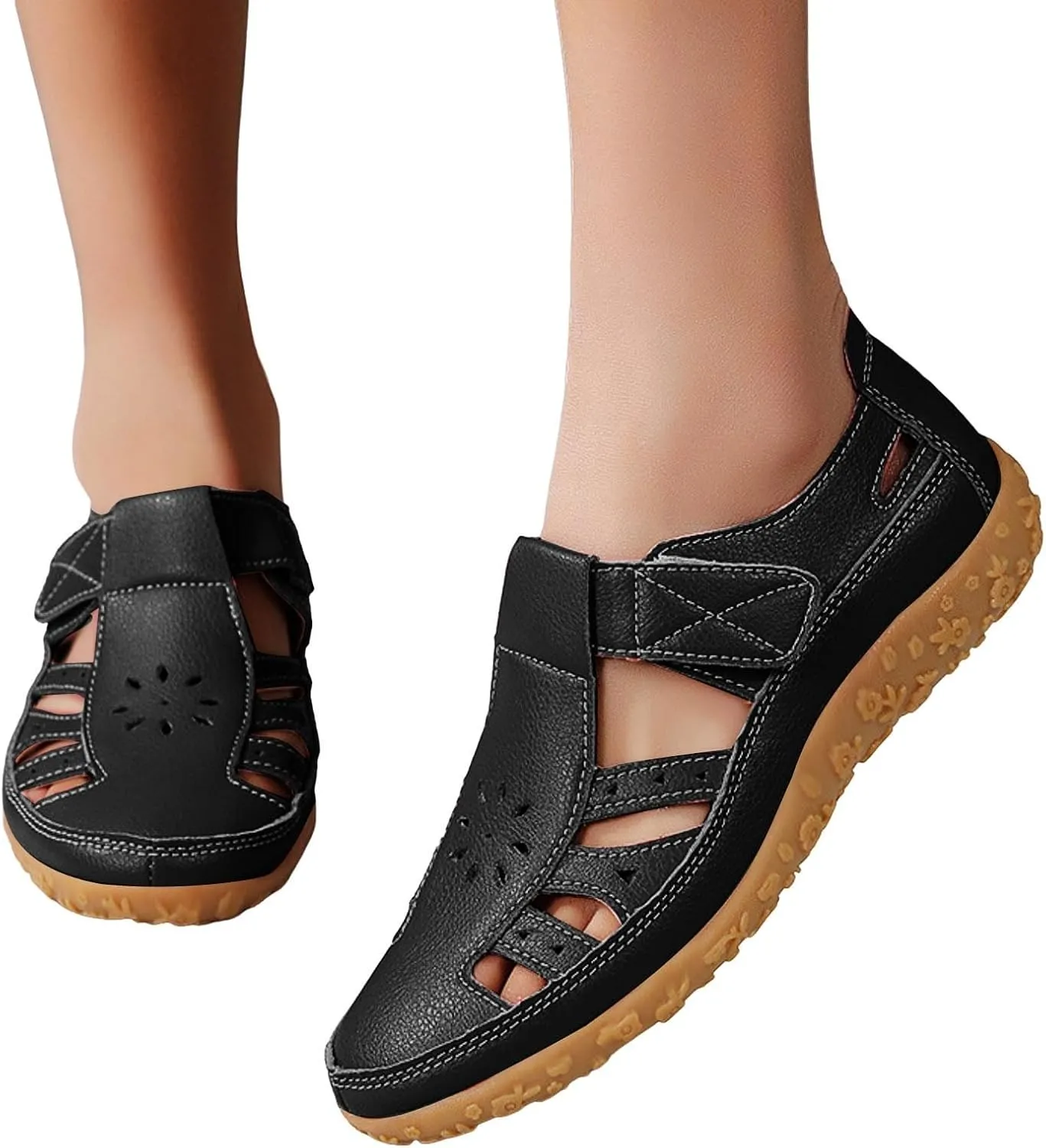 ZSpzx Summer Sandals For Women 2025,Closed Toe Wedge Shoes Hollow Out Retro Soft Soled Casual Adjustable Slip On Walking Wedges Arch Support Bohe Cute Slides for Party Beach Vacation