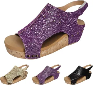ZSpzx Womens Comfy Wedge Orthopedic Sandals Summer Platform Cork Wedges Women's Buckle Ankle Strap Sandal Comfortable Strappy Casual Ladies Shoes Sandalias Ortopédicas Para Mujer