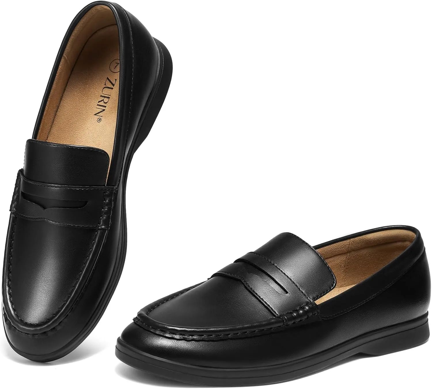 ZURIN Women's Loafers Leather Penny Loafers Comfortable Flats Shoes for Women Casual Dressy Shoes Business Work Driving