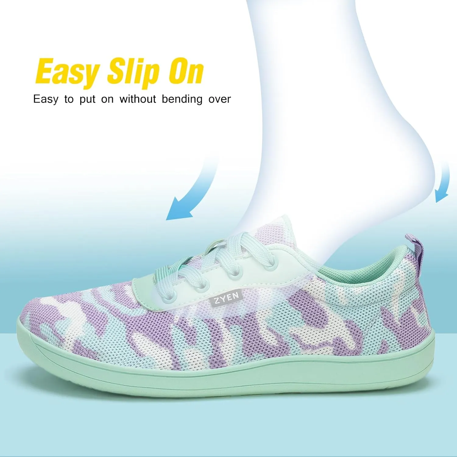 ZYEN Wide Toe Box Barefoot Shoes for Women | Wide Width Breathable Camouflage Shoes | Zero Drop Sole Fashion Non Slip Gym Sneaker Lightweight Minimalist Walking Sneaker