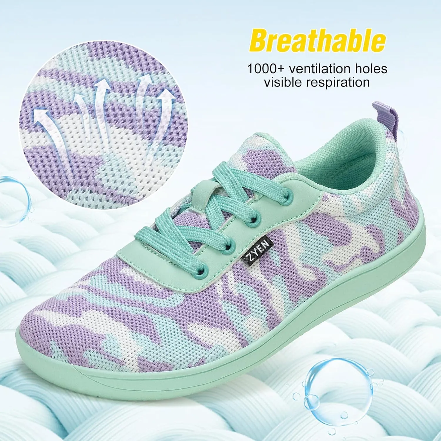 ZYEN Wide Toe Box Barefoot Shoes for Women | Wide Width Breathable Camouflage Shoes | Zero Drop Sole Fashion Non Slip Gym Sneaker Lightweight Minimalist Walking Sneaker