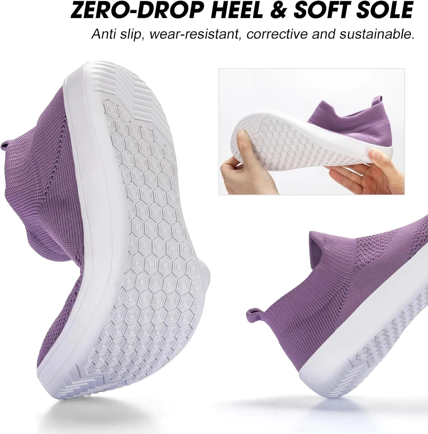 ZYEN Wide Toe Box Shoes Women Wide Width Sneakers Zero Drop Minimalist Barefoot Shoes Comfort Non-Slip Wide Running Walking Shoes
