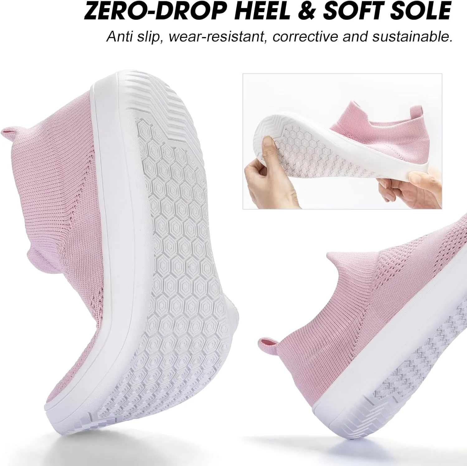 ZYEN Wide Toe Box Shoes Women Wide Width Sneakers Zero Drop Minimalist Barefoot Shoes Comfort Non-Slip Wide Running Walking Shoes